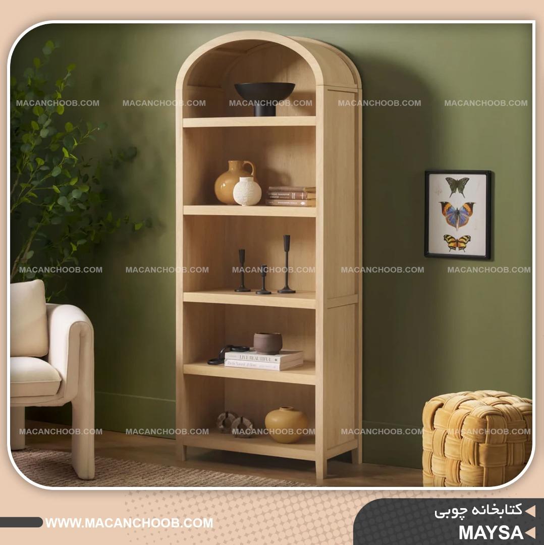 کتابخانه چوبی گنبدی روستیک نچرال مدل MAYSA